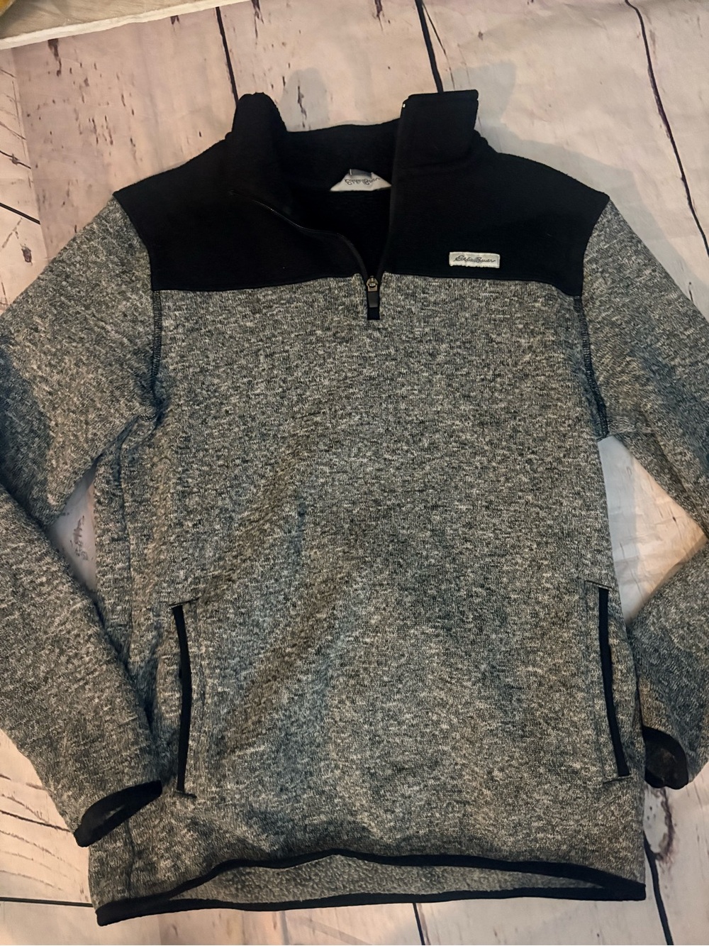 Men's Eddie Bauer Heather Gray Quarter-Zip Sweater Pullover medium